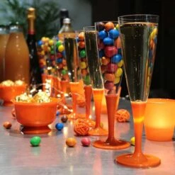 10 Flûtes à Pied Premium Orange -Vacances Vaisselle Magasin flutes a pied premium orange lavables reutilisables 3