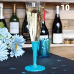 10 Flûtes à Pied Premium Turquoise -Vacances Vaisselle Magasin flutes a pied premium turquoise lavables reutilisables 2