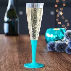 10 Flûtes à Pied Premium Turquoise