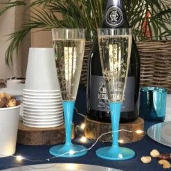 10 Flûtes à Pied Premium Turquoise -Vacances Vaisselle Magasin flutes a pied premium turquoise lavables reutilisables 3