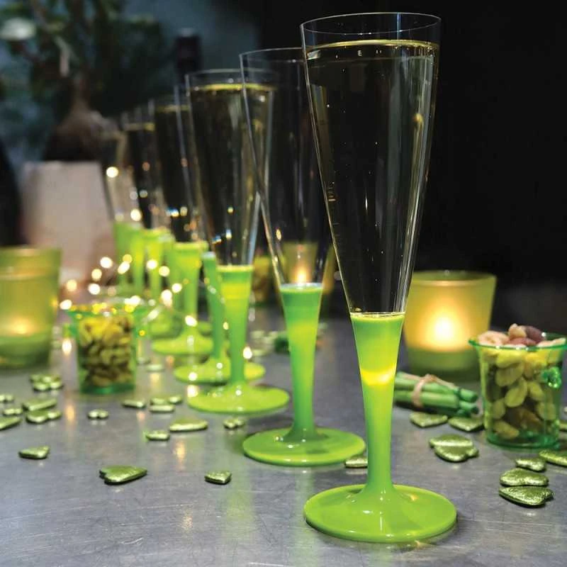 10 Flûtes à Pied Premium Vert Anis 5 10 Flûtes à Pied Premium Vert Anis – Image 3