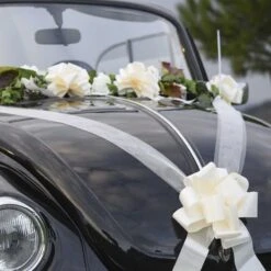 Kit Décoration Voiture Mariage Métallisé Ivoire -Vacances Vaisselle Magasin kit decoration voiture mariage metallise ivoire 2