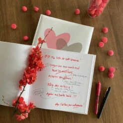 Livre D'or Spécial Fêtes Décor Coeur Rose -Vacances Vaisselle Magasin livre d or special fetes decor coeur rose 2