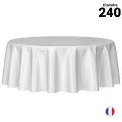 Nappe Blanche Ronde En Non-tissé 240 Cm -Vacances Vaisselle Magasin nappe blanche ronde en non tisse 240 cm 2