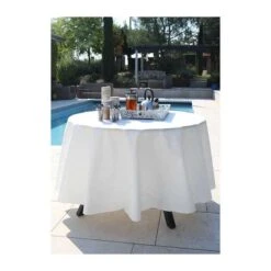 Nappe Blanche Ronde En Non-tissé 240 Cm -Vacances Vaisselle Magasin nappe blanche ronde en non tisse 240 cm 4