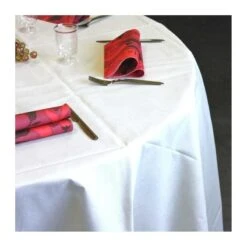 Nappe Blanche Ronde En Non-tissé 240 Cm -Vacances Vaisselle Magasin nappe blanche ronde en non tisse 240 cm 6