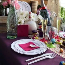 Nappe En Non-tissé Aubergine 25 M 6 Nappe En Non-tissé Aubergine 25 M -Vacances Vaisselle Magasin nappe en non tisse aubergine 25 metres 1