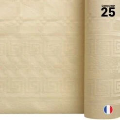 Nappe En Papier Damassé Ivoire 25 M -Vacances Vaisselle Magasin nappe en papier damasse ivoire 25 metres 1