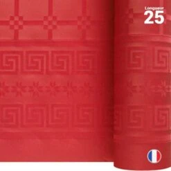 Nappe En Papier Damassé Rouge 25 M -Vacances Vaisselle Magasin nappe en papier damasse rouge 25 metres 1