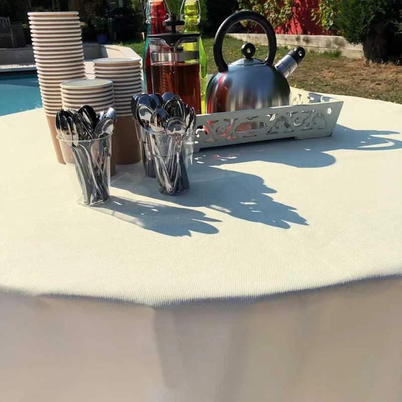 Nappe Ivoire Ronde En Non-tissé 240 Cm 4 Nappe Ivoire Ronde En Non-tissé 240 Cm – Image 2