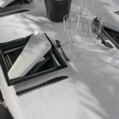 Nappe Papier Tendance Lin Blanche 25 M -Vacances Vaisselle Magasin nappe papier tendance lin blanche 25 metres 5