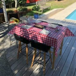 Nappe Papier Tendance Lin Vichy Rouge 25 M -Vacances Vaisselle Magasin nappe papier tendance lin vichy rouge 25 metres 1