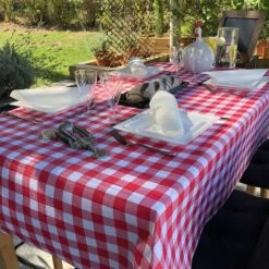 Nappe Papier Tendance Lin Vichy Rouge 25 M -Vacances Vaisselle Magasin nappe papier tendance lin vichy rouge 25 metres 3