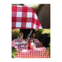 Nappe Papier Tendance Lin Vichy Rouge 25 M -Vacances Vaisselle Magasin nappe papier tendance lin vichy rouge 25 metres 5