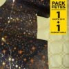 Pack 1 Nappe En Damassé Or + Chemin De Table étoiles -Vacances Vaisselle Magasin pack 1 nappe damasse or 8 tortillons pailletes noirs