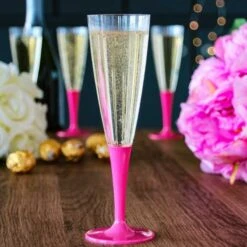 Pack 100 Flûtes Champagne Pied Fuchsia Prix Discount