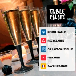 Pack 100 Flûtes Gris Ardoise -Vacances Vaisselle Magasin pack 100 flutes gris ardoise lavables reutilisables 3