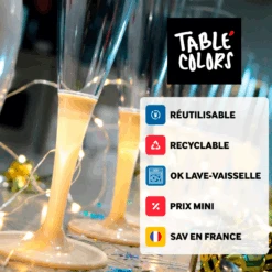 Pack 100 Flûtes Ivoire -Vacances Vaisselle Magasin pack 100 flutes ivoire lavables reutilisables 4