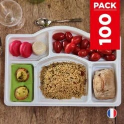 Pack 100 Plateaux Repas 5 Cases 14 Pack 100 Plateaux Repas 5 Cases -Vacances Vaisselle Magasin pack 100 plateaux repas 5 cases recyclables reutilisables 1