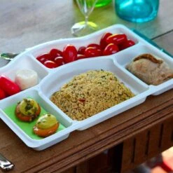 Pack 100 Plateaux Repas 5 Cases 15 Pack 100 Plateaux Repas 5 Cases -Vacances Vaisselle Magasin pack 100 plateaux repas 5 cases recyclables reutilisables 2