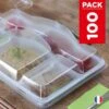 Pack 100 Plateaux Repas + Couvercles -Vacances Vaisselle Magasin pack 100 plateaux repas couvercles recyclables reutilisables