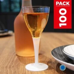 Pack 100 Verres à Pied Blancs -Vacances Vaisselle Magasin pack 100 verres blancs lavables reutilisables 2