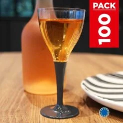 Pack 100 Verres à Pied Gris Ardoise -Vacances Vaisselle Magasin pack 100 verres gris ardoise lavables reutilisables 2