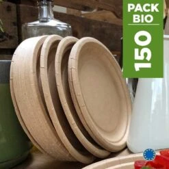Pack 150 Assiettes Kraft 17 Cm -Vacances Vaisselle Magasin pack 150 assiettes kraft 17cm biodegradables compostables 1