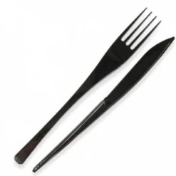 Pack 2 X 100 Couteaux Fourchettes Noirs Réutilisable