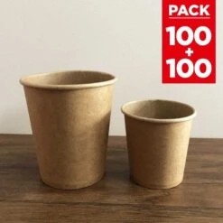 Pack 2 X 100 Gobelets 100 % Kraft 12 Cl + 24 Cl -Vacances Vaisselle Magasin pack 2 x 100 gobelets 100 kraft 12 cl 24 cl 2