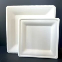 Pack 2 X 50 Assiettes Fibre Naturelle Carrée26-20 Cm -Vacances Vaisselle Magasin pack 2 x 50 assiettes fibre naturelle carree 26 20 cm 1
