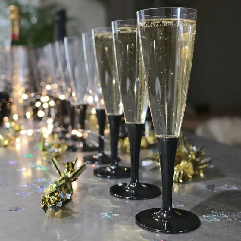 Pack 20 Flûtes à Pied Premium Noires + 22 Boules Scintillantes 4 Pack 20 Flûtes à Pied Premium Noires + 22 Boules Scintillantes – Image 2