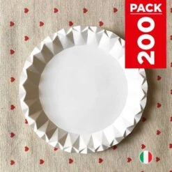 Pack 200 Assiettes Carton Blanc Design 18 Cm -Vacances Vaisselle Magasin pack 200 assiettes carton blanc design 18cm 1