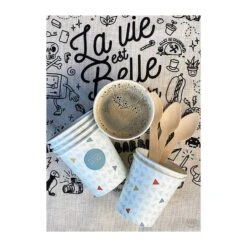 Pack 200 Gobelets Carton 12 Cl Décor Triangle -Vacances Vaisselle Magasin pack 200 gobelets carton 12cl decor triangle 3