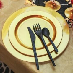 Pack 24 Assiettes Luxe Noires Et Or 24 Cm Et 19 Cm -Vacances Vaisselle Magasin pack 24 assiettes luxe noires et or 24 cm et 19 cm 5