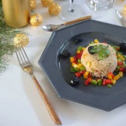 Pack 24 Assiettes Octo Gris-blanc 24,5 Cm Et 17,5 Cm -Vacances Vaisselle Magasin pack 24 assiettes octo gris blanc 245cm et 175cm 3