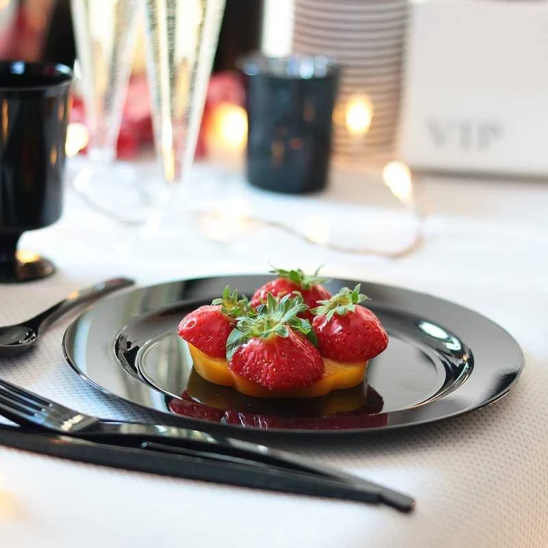 Pack 24 Assiettes Luxe Noires 24 Cm Et 19 Cm 4 Pack 24 Assiettes Luxe Noires 24 Cm Et 19 Cm – Image 2