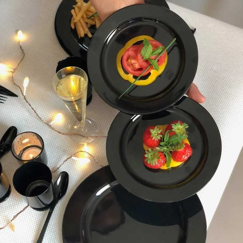 Pack 24 Assiettes Luxe Noires 24 Cm Et 19 Cm 6 Pack 24 Assiettes Luxe Noires 24 Cm Et 19 Cm – Image 4