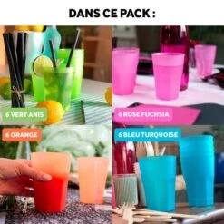 Pack 24 Verres 4 Couleurs Cocktail 42 Cl -Vacances Vaisselle Magasin pack 24 verres 4 couleurs cocktail 42 cl 11