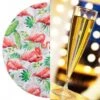 Pack 250 Flûtes + Plateau Déco Flamants Roses -Vacances Vaisselle Magasin pack 250 flutes plateau deco flamants roses