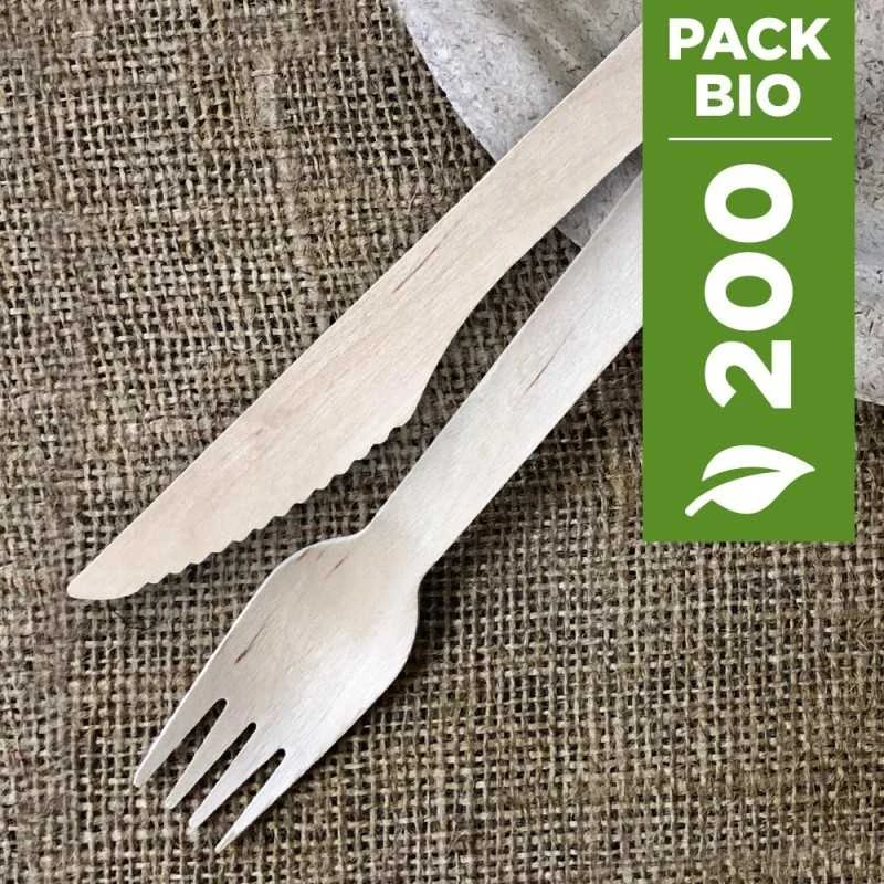 Pack 2 X 100 Couverts Bois Couteaux Fourchettes 4 Pack 2 X 100 Couverts Bois Couteaux Fourchettes – Image 2