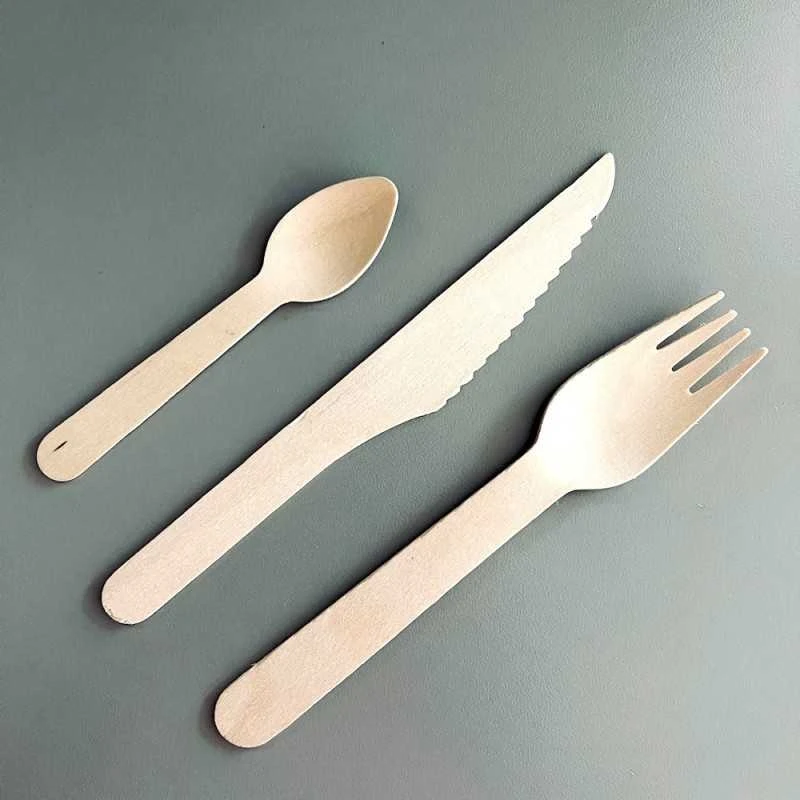 Pack 3 X 100 Couverts Bois Cuillère Fourchette Couteau 4 Pack 3 X 100 Couverts Bois Cuillère Fourchette Couteau – Image 2