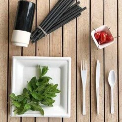 Pack 3 X 100 Couverts Réutilisables Blancs -Vacances Vaisselle Magasin pack 3 x 100 couverts reutilisables blancs 3