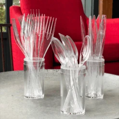 Pack 3 X 100 Couverts Réutilisables Cristal -Vacances Vaisselle Magasin pack 3 x 100 couverts reutilisables cristal 2