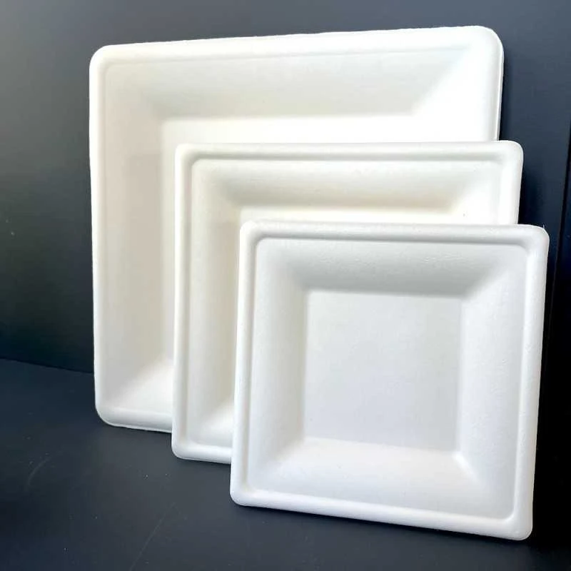 Pack 3 X 50 Assiettes Fibre Naturelle Carrée 26-20-16 Cm 4 Pack 3 X 50 Assiettes Fibre Naturelle Carrée 26-20-16 Cm – Image 2