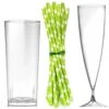 Pack 3 X 50 Flûtes Verres Pailles -Vacances Vaisselle Magasin pack 3 x 50 flutes verres pailles