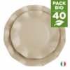 Pack 40 Assiettes Taupe 21 Et 27 Cm 2 Pack 40 Assiettes Taupe 21 Et 27 Cm -Vacances Vaisselle Magasin pack 40 assiettes taupe100 bio et compostables 21 et 27 cm