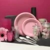 Pack 48 Assiettes Fibres Naturelles Roses 18 Et 23 Cm -Vacances Vaisselle Magasin pack 48 assiettes fibre bio macaron rose