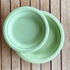 Pack 48 Assiettes Fibres Naturelles Vertes 18 Et 23 Cm