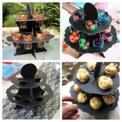 Pack 5 Présentoirs Apéritif Carton Noir 12 Verrines